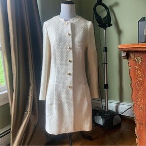 Elizabeth McKay Lightweight Wool Tweed Coat / Duster Sz 4 Can Fit 2 IMO Preppy